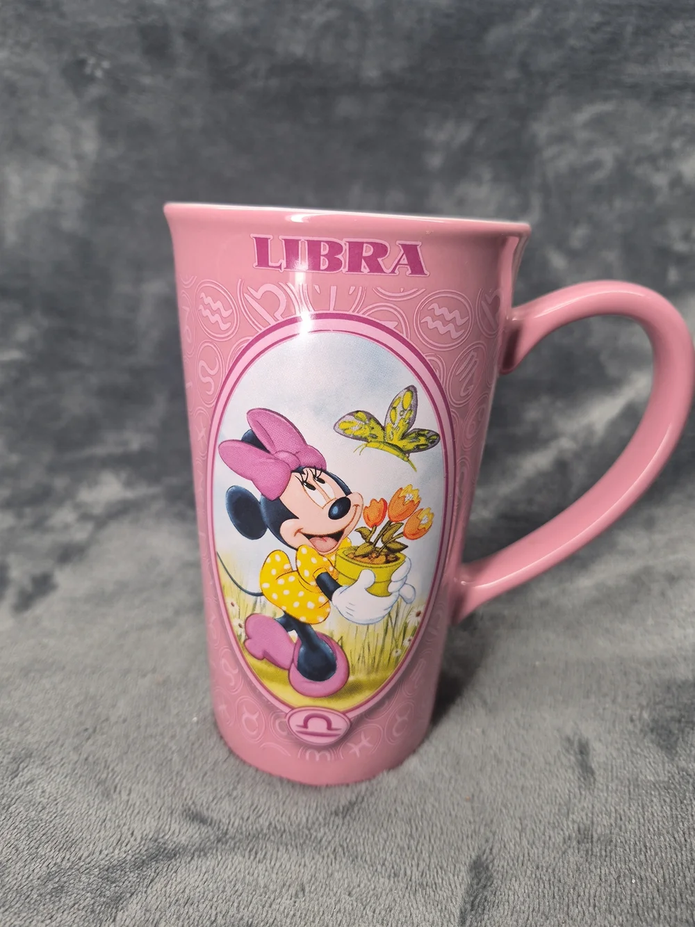 Disney Minnie Mouse Zodiac LIBRA Pink Tall Mug Cup Coffee Tea 16oz